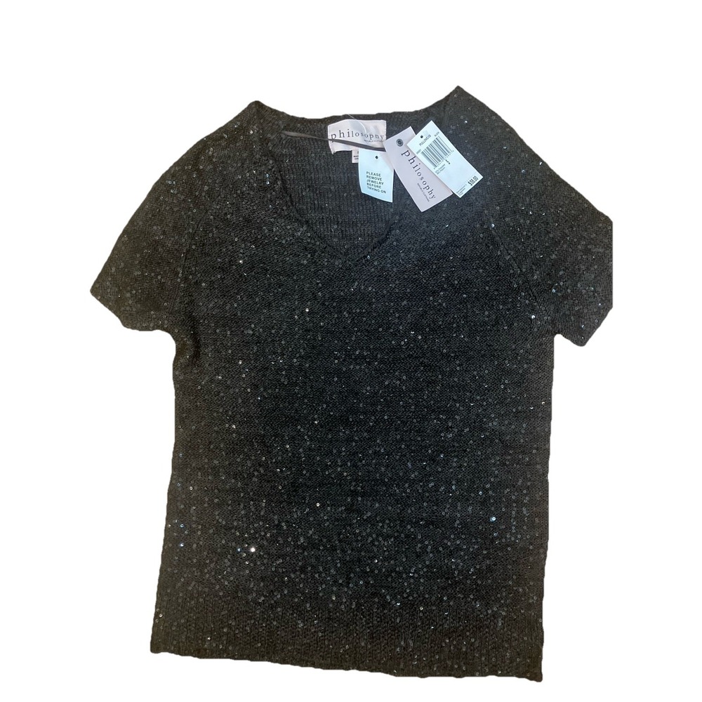NWT philosophy Shirt Sz S Sparkling Sequin short sleeve Women Fairycore
